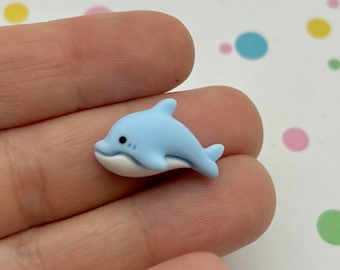 6 cabujones de resina acuática con forma de ballena, de color azul pálido y base plana, de 20 mm, de plástico acrílico, para slime L439