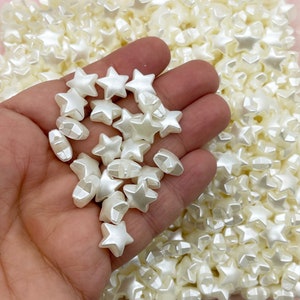 40 Elfenbein 11 mm Acryl Kunststoff Perlen Stern Perlen, süsse Creme Perlmutt Harz Kawaii Kinder Handwerk Schmuck Perlen Liefert J138
