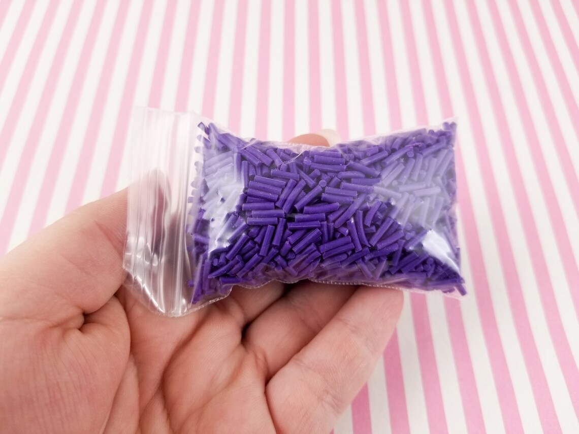 Plum Purple Polymer Clay Long Fake Sprinkles Fake Decoden Etsy