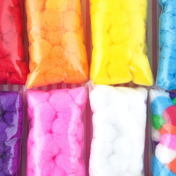 Fifty 25mm Bright Mochi Balls, Pom Poms, Approx. 50 Pieces for Crafts and Slimes, Pick Your Color