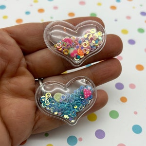 3 Glitter Heart Cabochons - For Phone Decoden Barettes Cabochon Embellishment L380