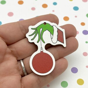 3 Grün Mean One Weihnachten Holz Cabochon Charms, X-mas niedlich Flachrücken aus Holz Urlaub Weihnachten Anhänger Cabs, 1057b