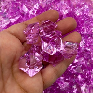Gros morceaux de 50 g en acrylique rose lavande, pierres précieuses en résine, faux diamants en plastique, 20 pièces et plus