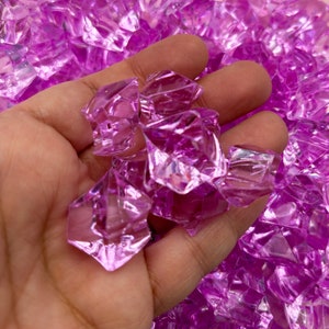 50g LARGE Lavender Pink Acrylic Gemstone Chunks, Resin Gem Stones, Faux Plastic Diamonds, 20+ Pieces CHK 6