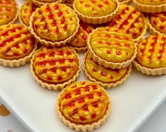 5 Apfelkuchen-Cabochons mit flacher Rückseite aus Harz, Gitter, Thanksgiving oder Weihnachts-Cabs 706b