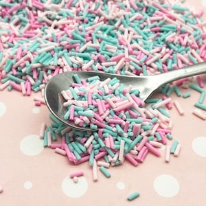 COTTON CANDY MIX Pastel Pink and Blue Polymer Clay Fake Confetti Sprinkles, Decoden Funfetti Jimmies E8