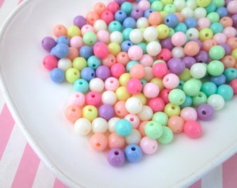 100 8mm Pastel Multicolor Bubble Gum Beads, Chunky Gumball Beads, J98