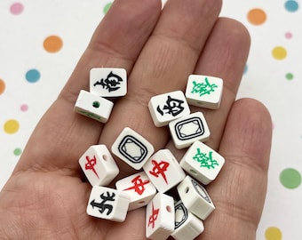 20 Mahjong Polymer Clay Perlen, Mah-jong Fimo Perlen Zubehör H144