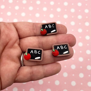thumbnail image 2 of Sterling Silver & Black Enamel School Chalkboard Charm – ABC 123 Teacher Gift 2 of 5