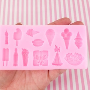 Summer Boardwalk Party Junk Food Themed Cabochon Mold, Cupcake Candy Food Molds, Candy, Clay, Resin Etc, Food Safe Silicone Mould, Q69