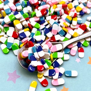 Bigger Rainbow Pill Polymer Clay NON EDIBLE Clay Sprinkles, Nail Art Slices, Resin Embellishments, E247