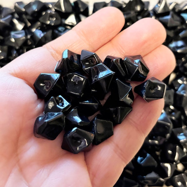 50g SMALL Black Coal Acrylic Gemstone Chunks, Resin Gem Stones, Faux Plastic Diamonds, 80+ Pieces