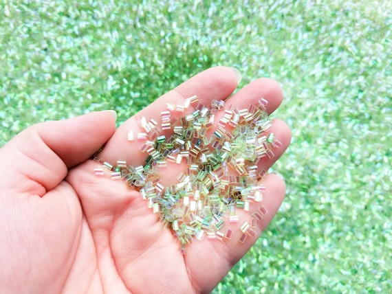 Iridescent Straw Beads Pastel Yellow Iridescent Crispy Bingsu Beads for Crunchy Slime 3D Glitter Slime Supply,