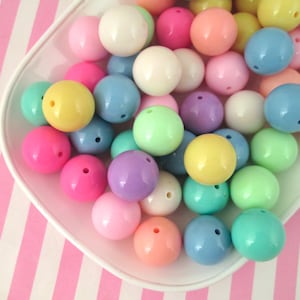 10 20mm Pastel Acrylic Plastic Round Gumball Bubble Gum Beads, Chunky Resin Gum Ball Beads, J104