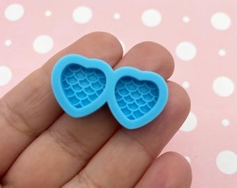 Small Double Cavity Valentine Heart Silicone Molds for Earring Cabochons, Tiny Charm Pendant Moulds Q65d