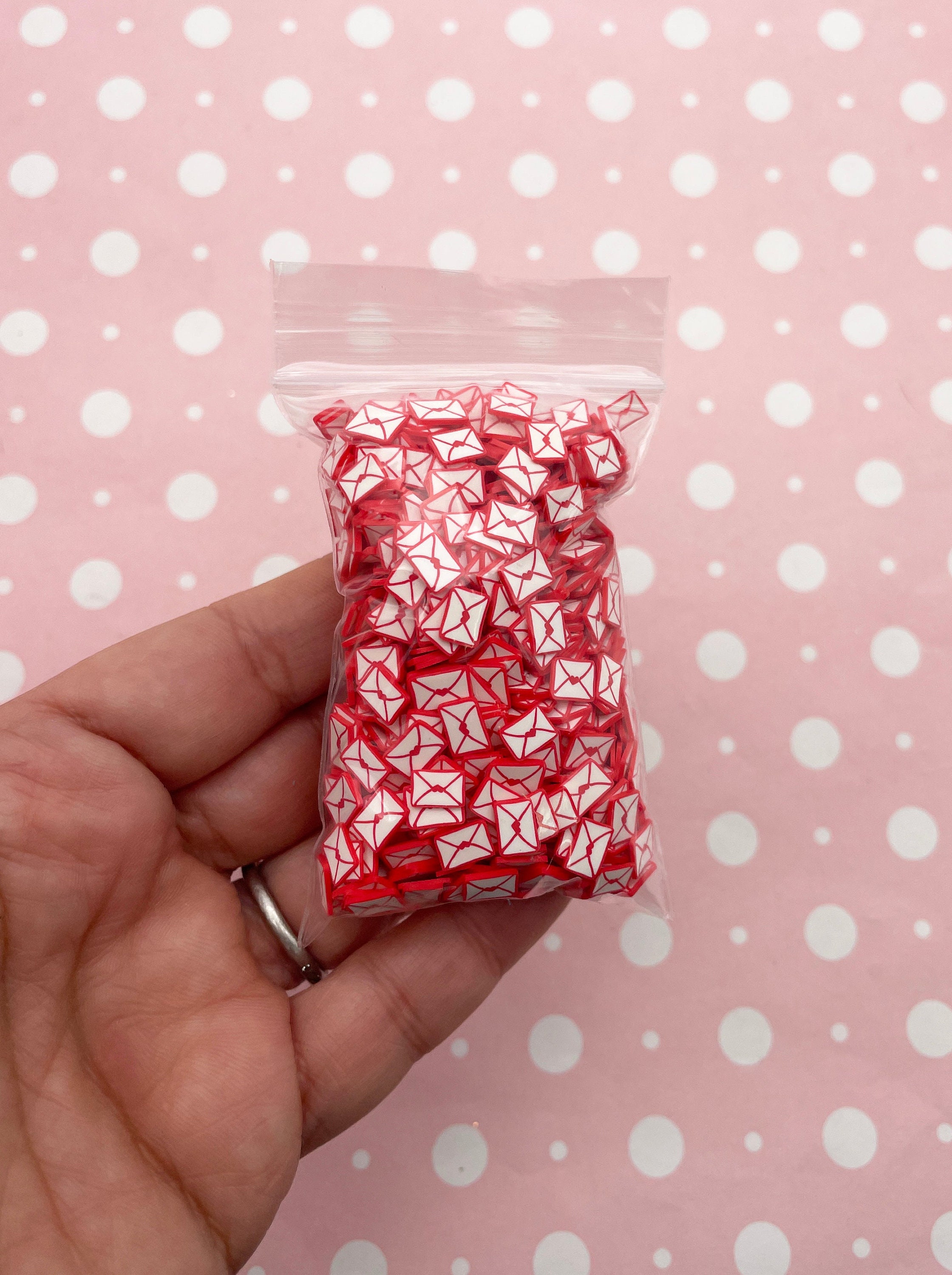 Red White Love Letter Note Envelope Polymer Clay Valentines Day