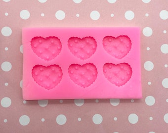 6 Cavity 22mm Heart Cookie Cracker Mold for Cabochons, Charms and Pendants, Clay, Resin Etc, Diy Kids Craft Mould, Q157c