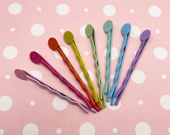 16 Pastel 8mm Pad Bobby Pins, 50mm Hair Clips, lead and nickel free, C50