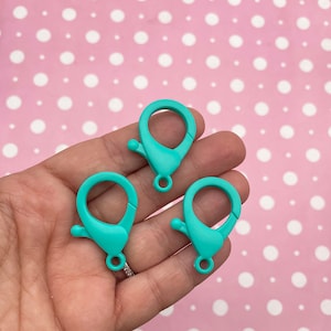 Five Huge 35mm Teal Blue Green Plastic Lobster Necklace Jewelry Clasps, Large Bocklebee Keychain Closure F534
