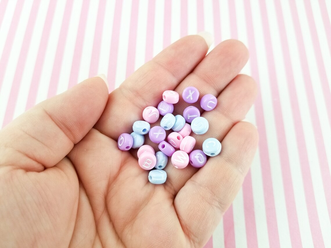100 Pastel 7mm Alphabet Beads Acrylic Pastel Letter Beads J36 Etsy