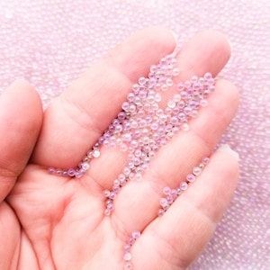 Iridescent Light Pink Clear Glass Assorted ROUND Microbeads, 2-2.5mm No Hole Seed Beads Sprinkle Toppings, Pick Your Amount, G181
