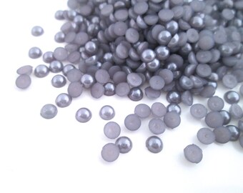 500 cabujones de perla de resina gris redondos de 4 mm con base plana, para pegar en cabujones de plástico acrílico gris con base plana, suministros para deslumbrar.