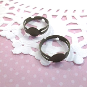 25 Brass Plated  8mm Adjustable Ring Bases, Diy Bronze Jewelry Blanks, A187