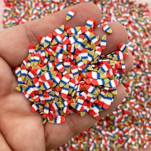 Rebanadas de helado de arcilla polimérica patrióticas en rojo, blanco y azul, rebanadas para decoración de uñas, chispas artificiales no comestibles, 4 de julio, M189
