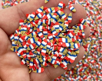 Patriotic Red White and Blue Polymer Clay Ice Cream Cone Slices, Nail Art Slices, Non Edible Faux sprinkles, 4th of July, M189