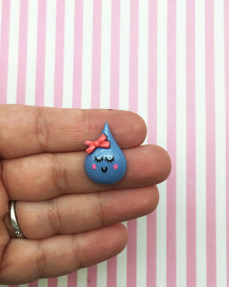 8 Cute Water Droplet Resin Cabochons Kawaii Flatback Etsy