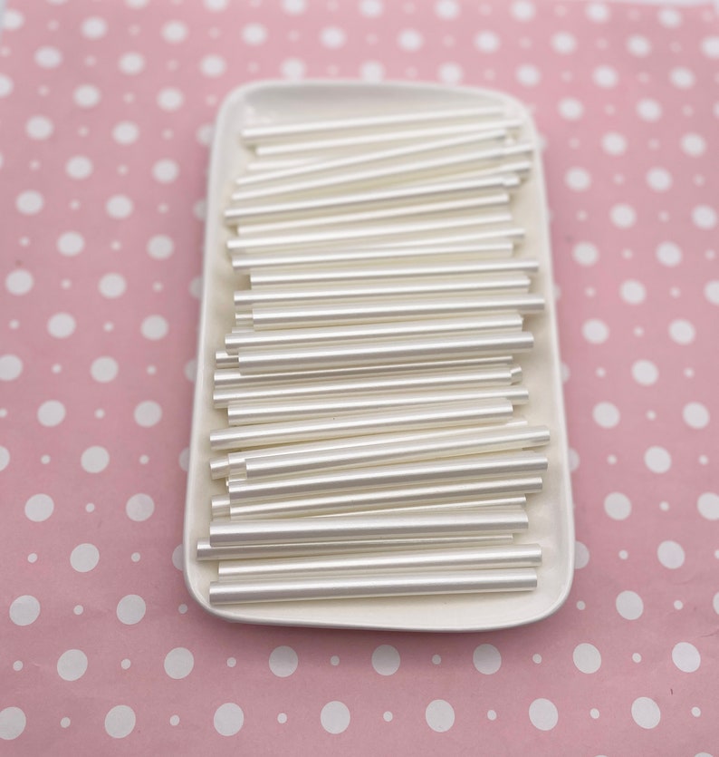 10 White Pearl Metallic Glue sticks for drippy deco sauce, cell phone deco etc, great for wax seals (mini size) image 3