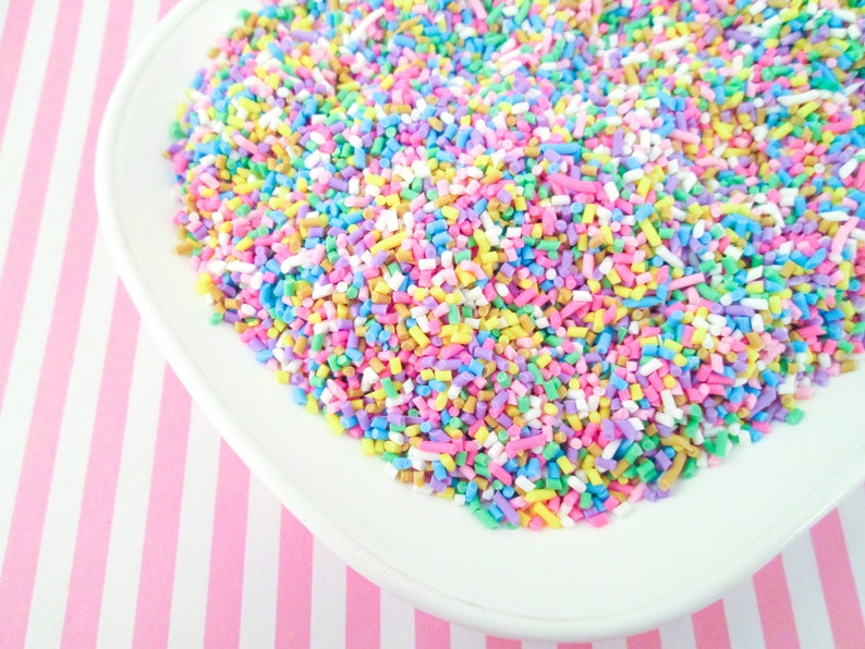 Polymer Clay Fake Faux Sprinkles, Cute Decoden Rainbow Funfetti Jimmies, E5 image 1