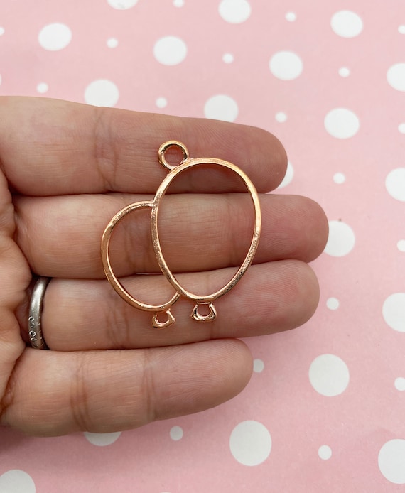 2 Rose Gold Plated Balloon Charms, 40mm Open Bezel Pendant, Diy Resin Frame Jewelry Supply, Resin Pressed Flower Supplies F24b