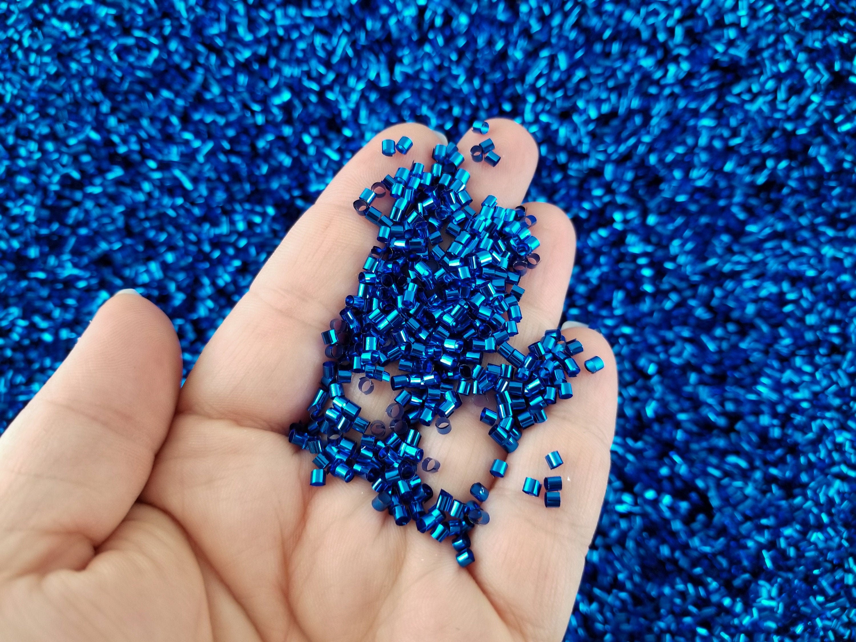 Bulk 500g Blue Metallic Crispy Bingsu Beads for Crunchy Slime