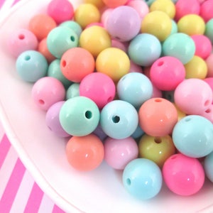 Twenty 14mm Pastel Round Acrylic Plastic Bubble Gum Beads, Chunky Resin Gumball Beads, J101
