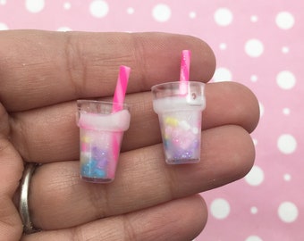 4 cabochon in miniatura in plastica acrilica a forma di unicorno per tazze da Frappuccino, 26 mm, in resina di colori assortiti, tazze da tè Boba, n. 955a