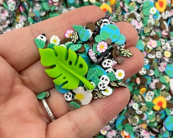 Earth Day, Sprinkle Mix with 1 Resin Cab, Polymer Clay Fake Sprinkles, Decoden Funfetti Jimmies M81