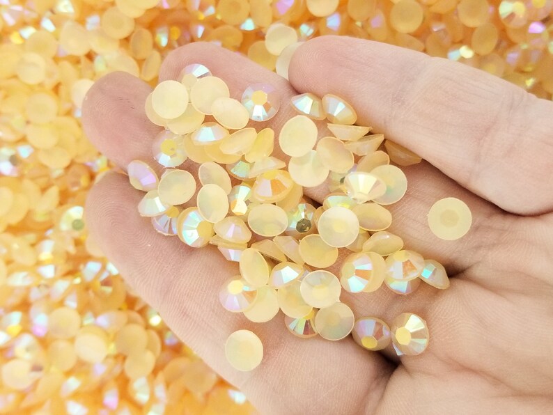6mm AB Jelly Rhinestones Golden Yellow Flat Backed Resin Etsy
