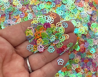 Confeti con purpurina multicolor para esparcir en la mesa, con forma de pata de cachorro o gatito, F827