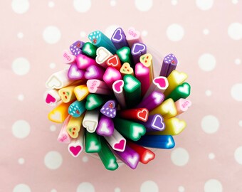 10 Assorted Valentines Day Heart Polymer Clay 5mm x 50mm Cane Tubes, Diy Fimo Nail Supplies, #f307