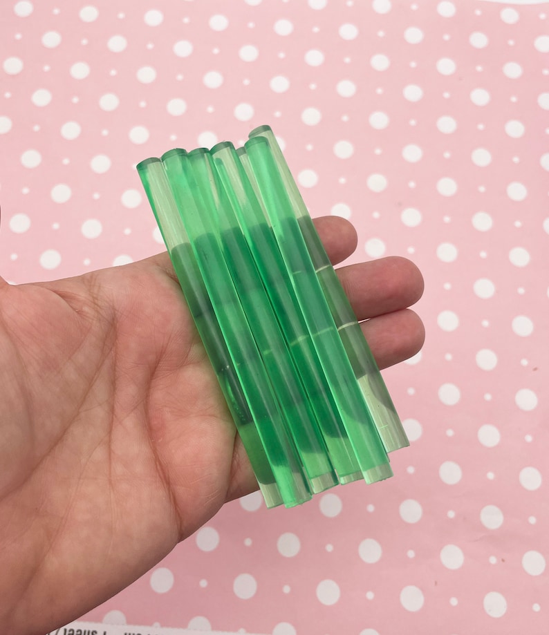 10 barras de pegamento transparentes de gelatina verde, pegamento de la serie Frutas para salsas decorativas con efecto goteo, decoración de teléfonos móviles, etc. (tamaño mini) imagen 3
