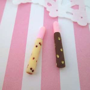 6 miniaturowych kaboszonów z żywicy Pocky, urocze sztuczne kaboszony Decoden Candy z akrylu, #128b