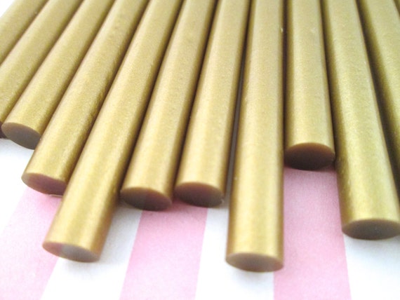 10 Piece Gold Metallic Hot Glue Sticks for Kawaii and Decoden, Wax Seals, Etc. (mini size)