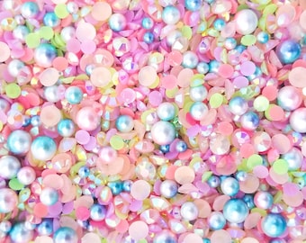 UNICORN ENCHANTMENT Caviar Pearl Rhinestone Mix, Resin Rhinestones, Faux Pearls, Sprinkle Mix, Decoden K140