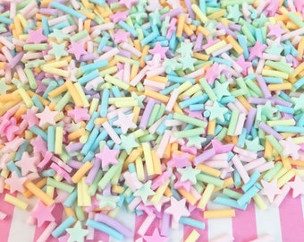 UNICORN DREAMS Pastel Polymer Clay Fake Sprinkles, Decoden Funfetti Jimmies E9