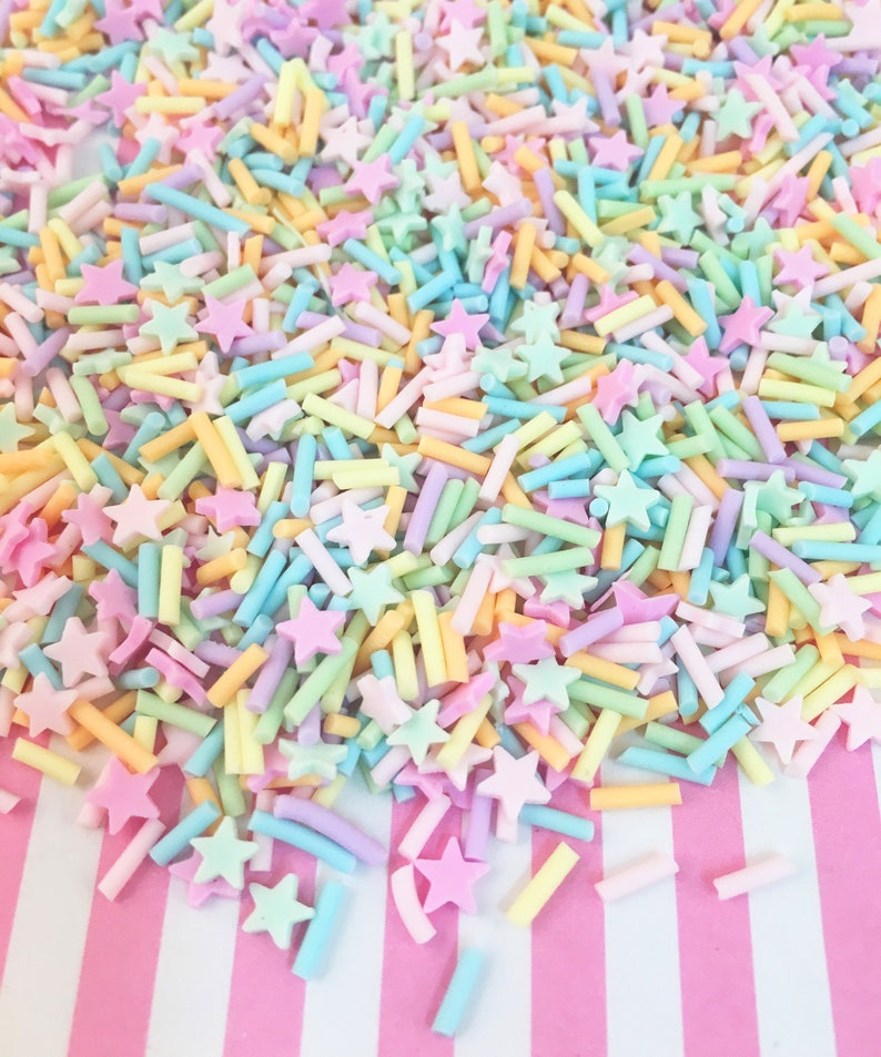 UNICORN DREAMS Pastel Polymer Clay Fake Sprinkles, Decoden Funfetti Jimmies E9 