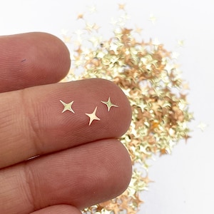50 Tiny 5mm Gold Toned Metallic Star Cabochons, Cute Kawaii Nail Magic Cabs, Charm Resin Supplies L441