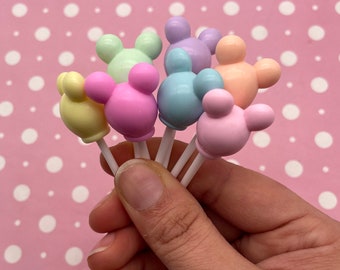 3 Pastel Mouse Ear Lollypops, Faux Candy LOL 10
