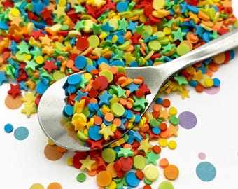 Comic Sans, Fake Polymer Clay Sprinkles, Inedible Rainbow Polymer Clay Fake Sprinkles, Decoden Funfetti Jimmies, E138