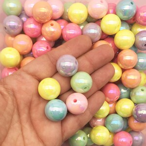 Tien 18 mm ronde AB acryl kunststof pastelkauwgomkralen, dikke hars kauwgomballenkralen, J121